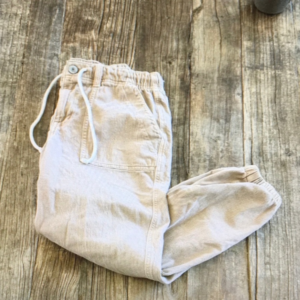 AE/“VANILLA CREAM LATTE” CANVAS COTTON TEXTURED JOGGER/NEW